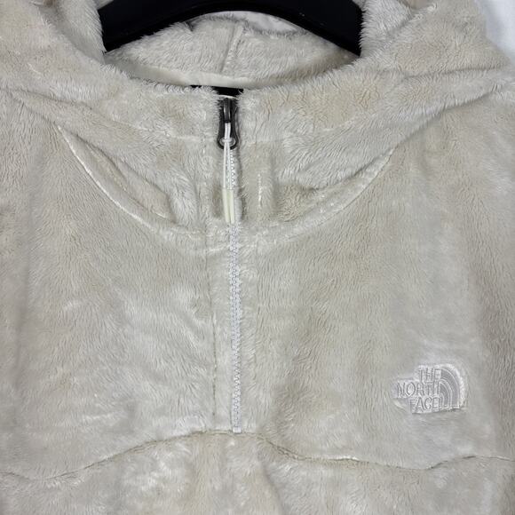 North Face Osito 1/4 Zip Polar Fleece Cropped Hoodie 1X Cream Ivory Warm Winter - Picture 4 of 8